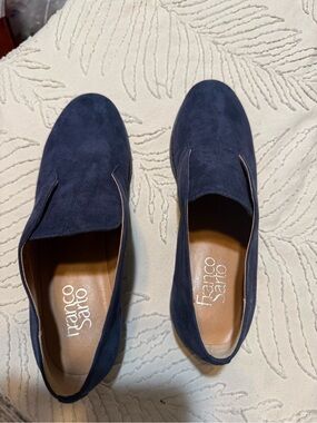 Franco Sarto Navy Suede Slip-On Loafers